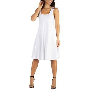 24seven Womens Solid Skater Dress, White, NWT